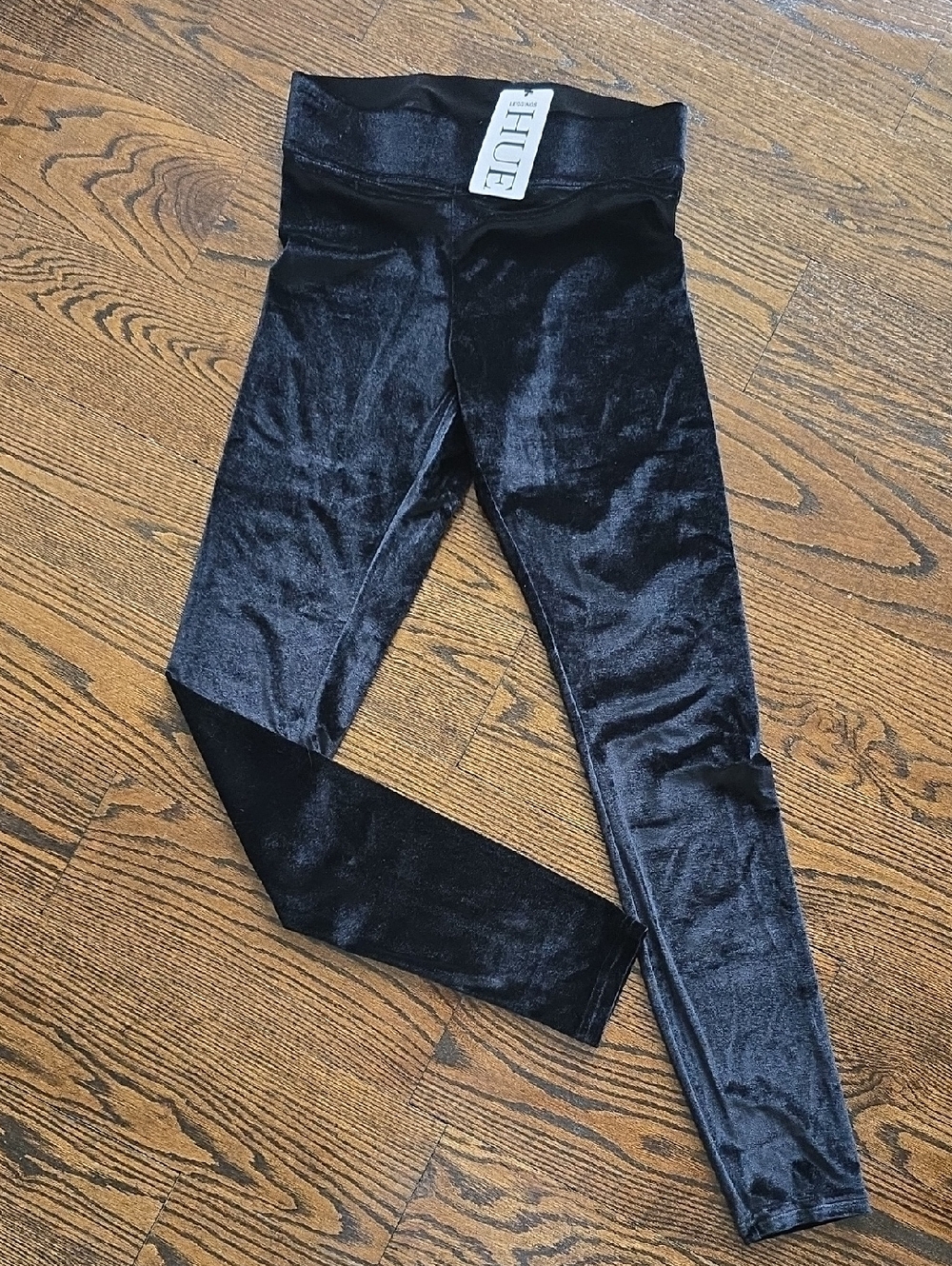 Hue Black Velvet Leggings, New!